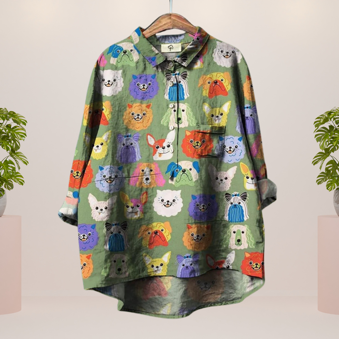 Trendy, brightly printed shirt for women