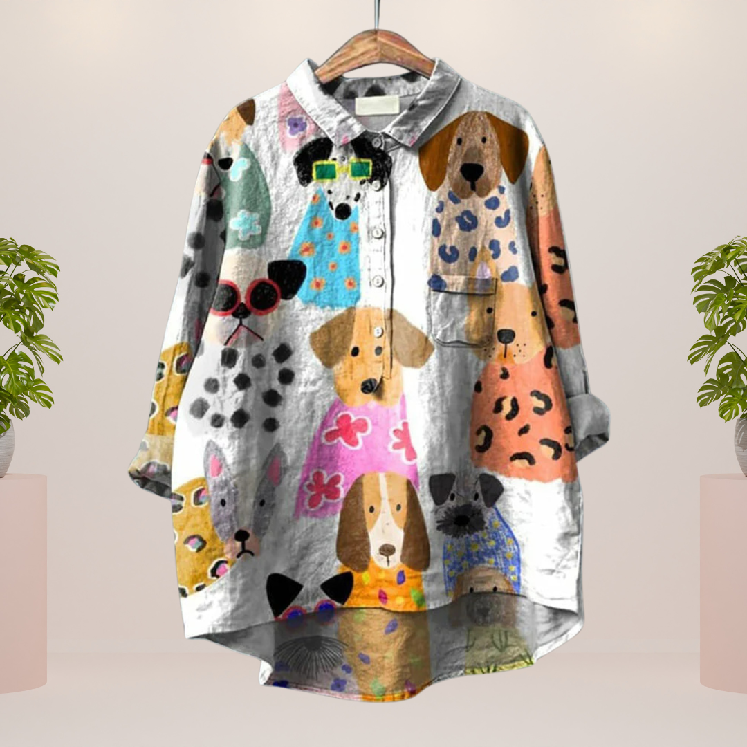 Trendy, brightly printed shirt for women