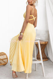 Pleated, sleeveless midi dress for women for spring events
