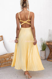 Pleated, sleeveless midi dress for women for spring events