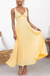 Pleated, sleeveless midi dress for women for spring events