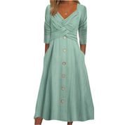 Women's midi wrap dress with A-line skirt