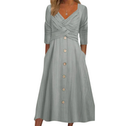 Women's midi wrap dress with A-line skirt