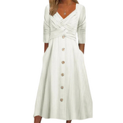 Women's midi wrap dress with A-line skirt
