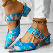 Damen Pumps mit Blockabsatz und mehrfarbigem Muster