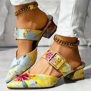 Damen Pumps mit Blockabsatz und mehrfarbigem Muster