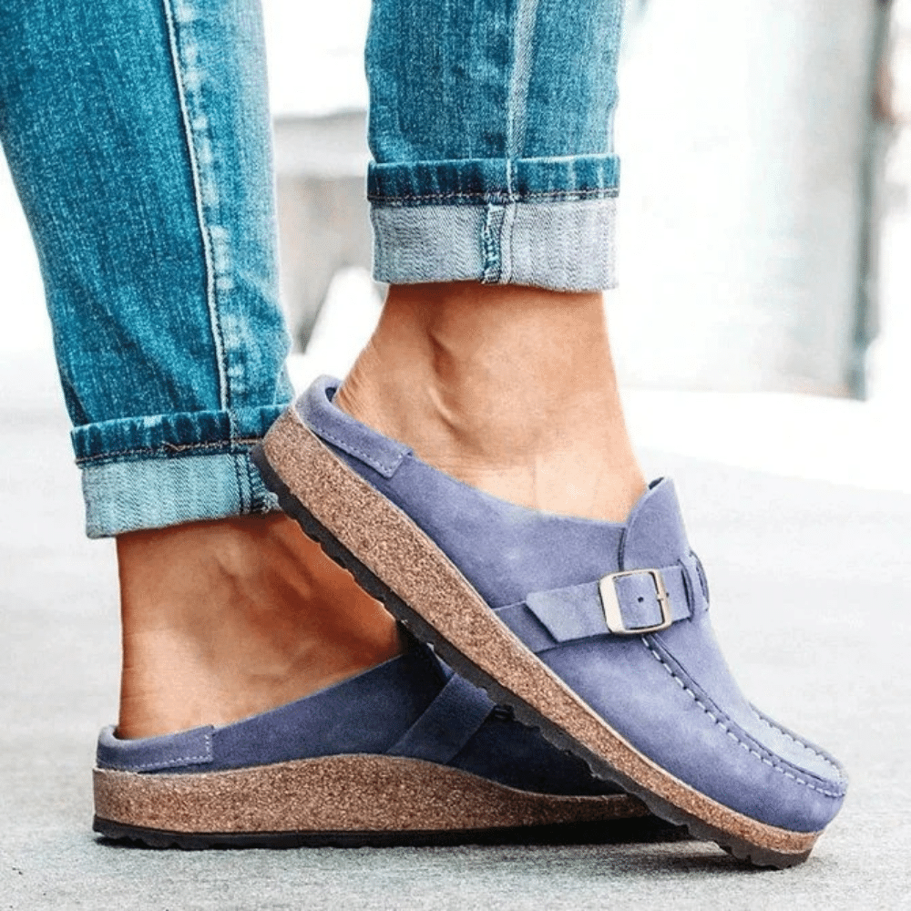 Damen-Wildledersandalen mit verstellbarer Schnalle und Memory-Foam-Innensohle