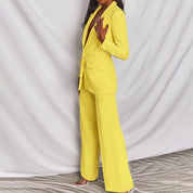 Damen Blazer und Hosen Set mit Reverskragen und Knopfverschluss