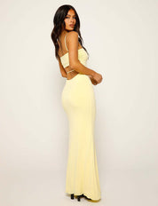 Women's maxi dress with spaghetti straps and a straight neckline