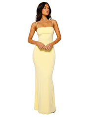 Women's maxi dress with spaghetti straps and a straight neckline