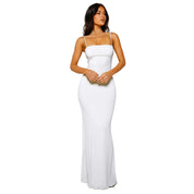 Women's maxi dress with spaghetti straps and a straight neckline