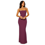 Women's maxi dress with spaghetti straps and a straight neckline