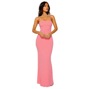 Women's maxi dress with spaghetti straps and a straight neckline