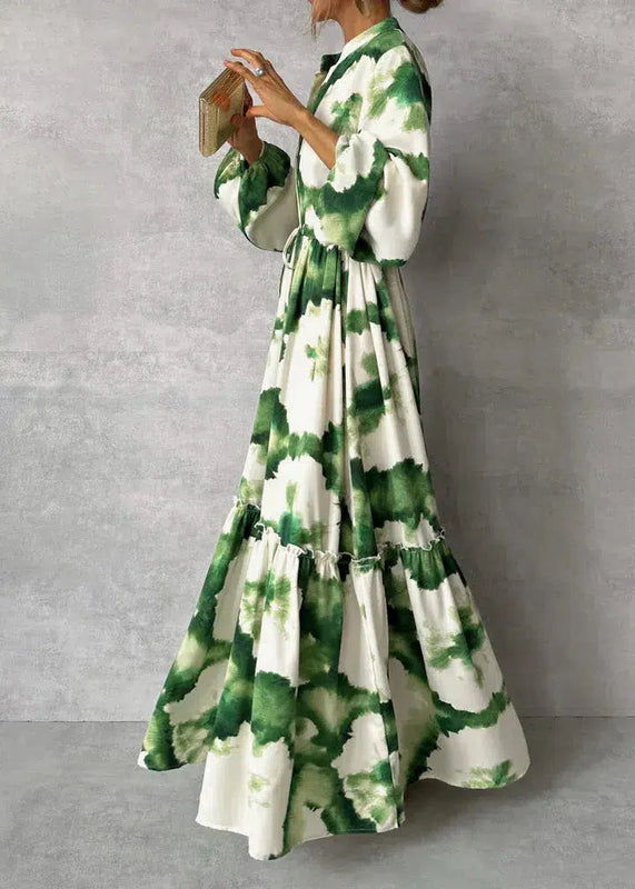 Women's maxi dress with V-neck and waistband