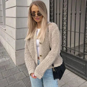 Women's Teddy Cardigan with button closure and round neckline