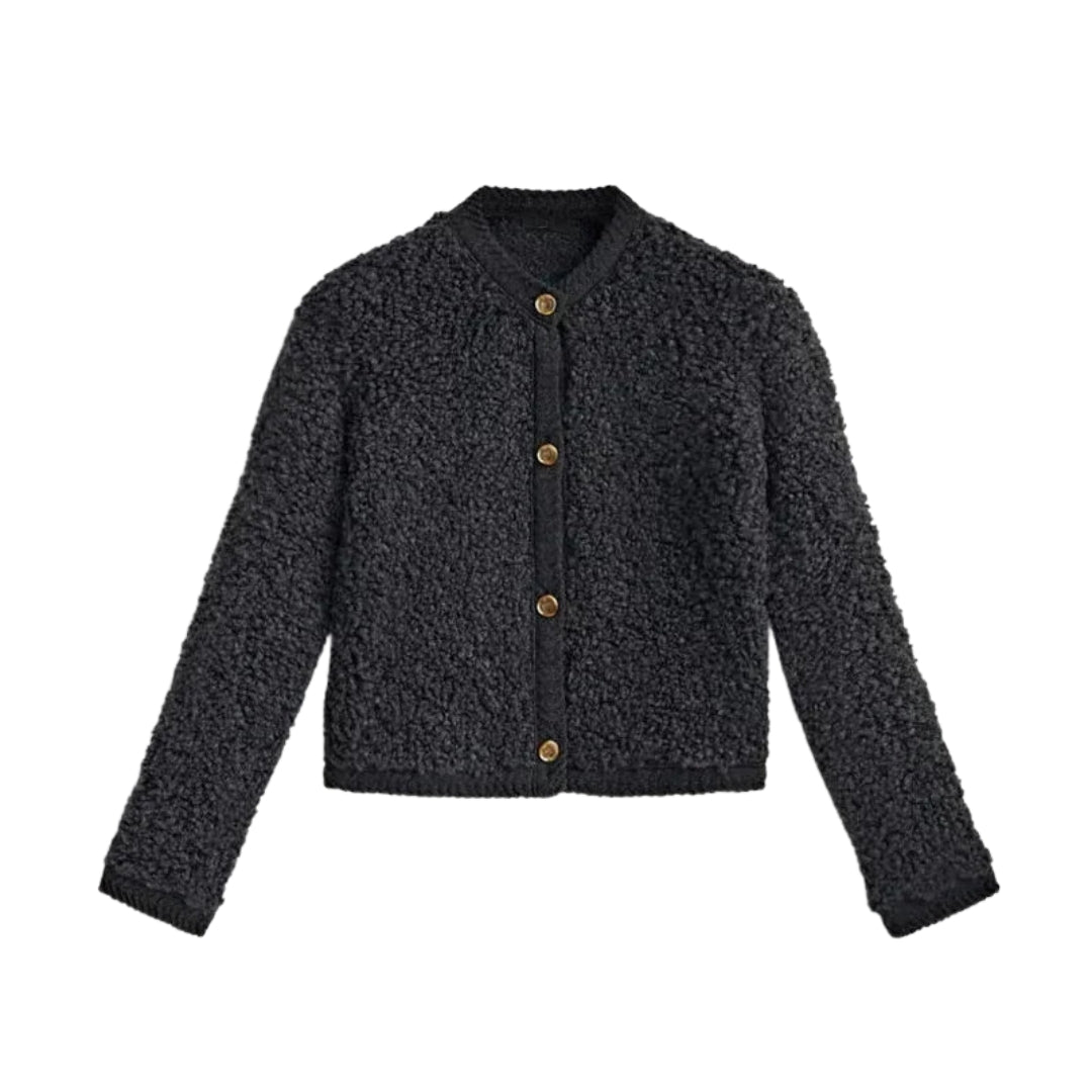 Women's Teddy Cardigan with button closure and round neckline