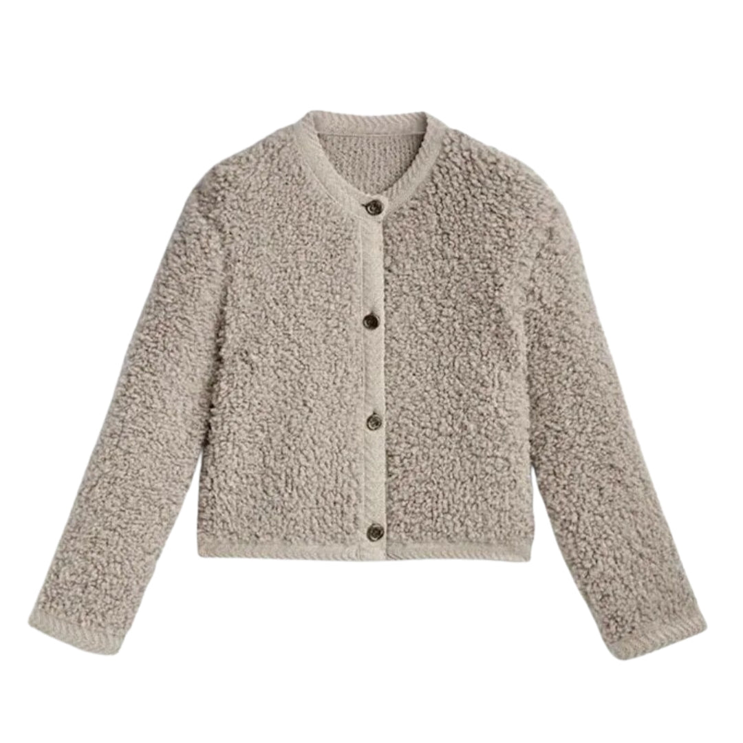 Women's Teddy Cardigan with button closure and round neckline