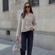 Women's Teddy Cardigan with button closure and round neckline