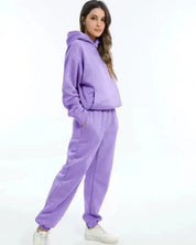 Damen Winter Set aus Hoodie und Jogginghose mit Kordelzugkapuze