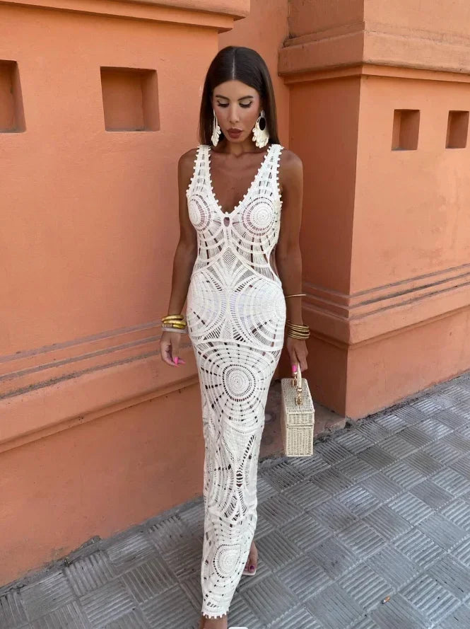 Women's Bodycon Maxi Crochet Dress