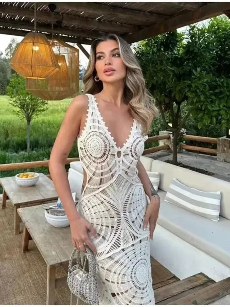 Women's Bodycon Maxi Crochet Dress
