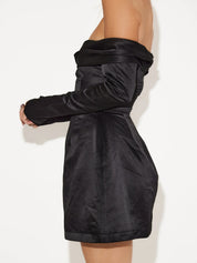 Women's off-the-shoulder mini dress with long sleeves