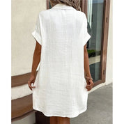 Women's summer dress with turn-down collar and loose fit