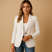 Women's blazer with lapel collar and button closure