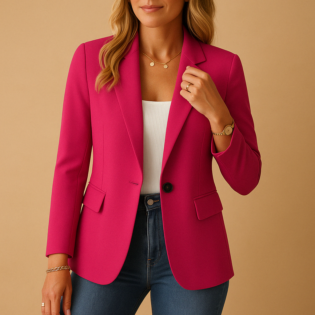 Women's blazer with lapel collar and button closure