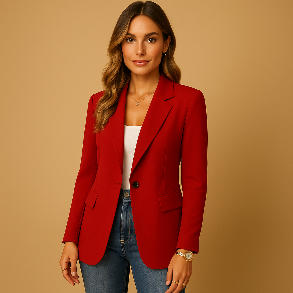 Women's blazer with lapel collar and button closure