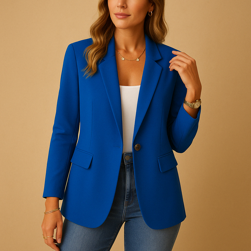 Women's blazer with lapel collar and button closure