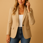 Women's blazer with lapel collar and button closure