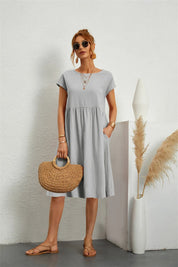 Women's V-neck dress with back zipper