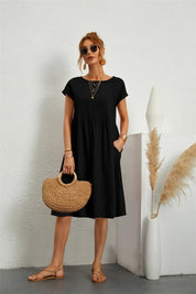 Women's V-neck dress with back zipper
