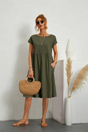 Women's V-neck dress with back zipper