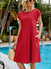 Women's V-neck dress with back zipper