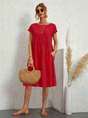 Women's V-neck dress with back zipper