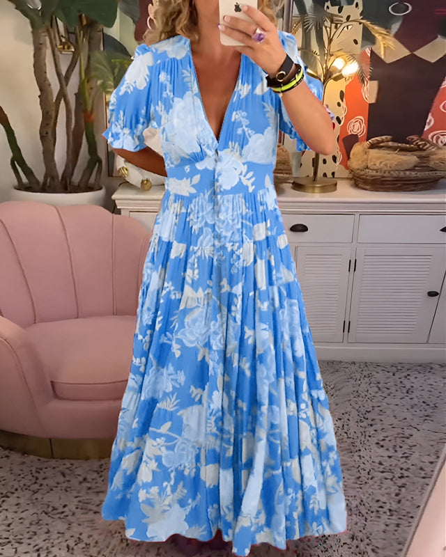 Women's V-Neck Floral Dress
