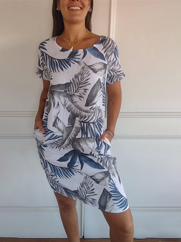 Damenkleid mit Rundhalsausschnitt und integrierter Taillenkonstruktion