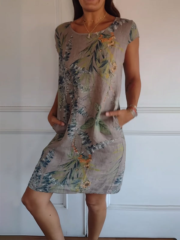 Damenkleid mit Rundhalsausschnitt und integrierter Taillenkonstruktion