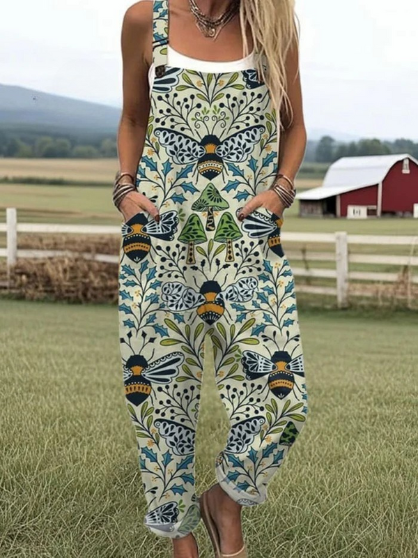 Women's Patterned Wide Leg Jumpsuit