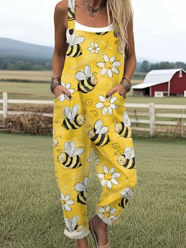 Women's Patterned Wide Leg Jumpsuit