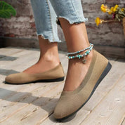 Flache Damen Slipper mit rutschfester Sohle und runder Zehe