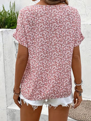 Women's Floral V-Neck Button-Down Top