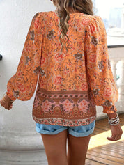 Women's V-Neck Blouse with Long Sleeves