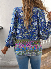 Women's V-Neck Blouse with Long Sleeves