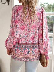 Women's V-Neck Blouse with Long Sleeves