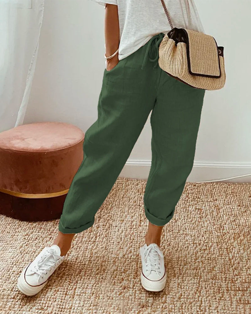 Women's Leisure Trousers with Side Pockets