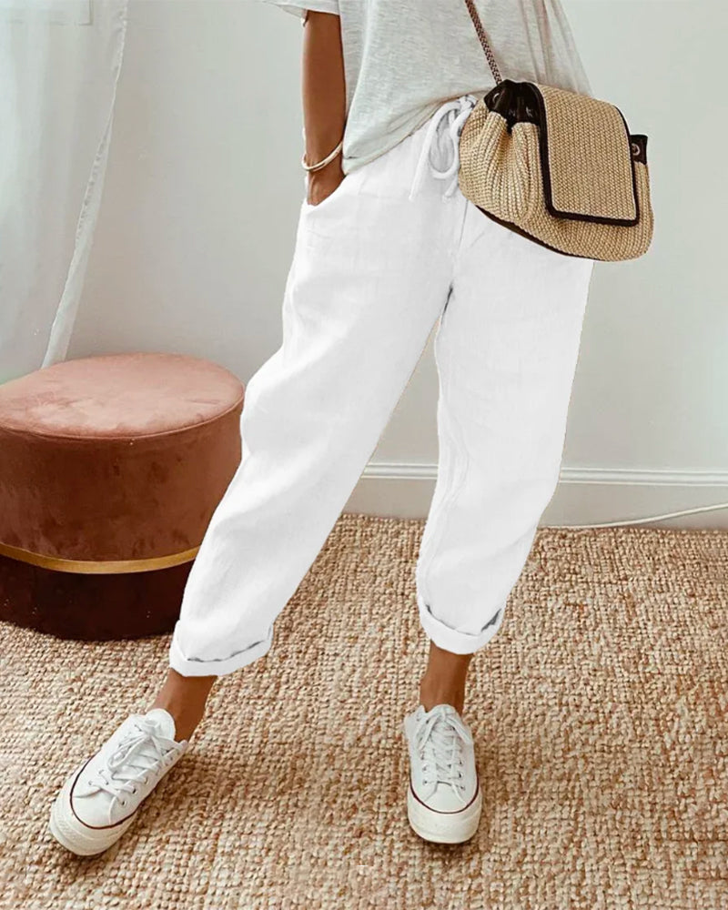 Women's Leisure Trousers with Side Pockets