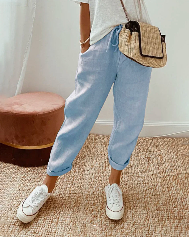 Women's Leisure Trousers with Side Pockets
